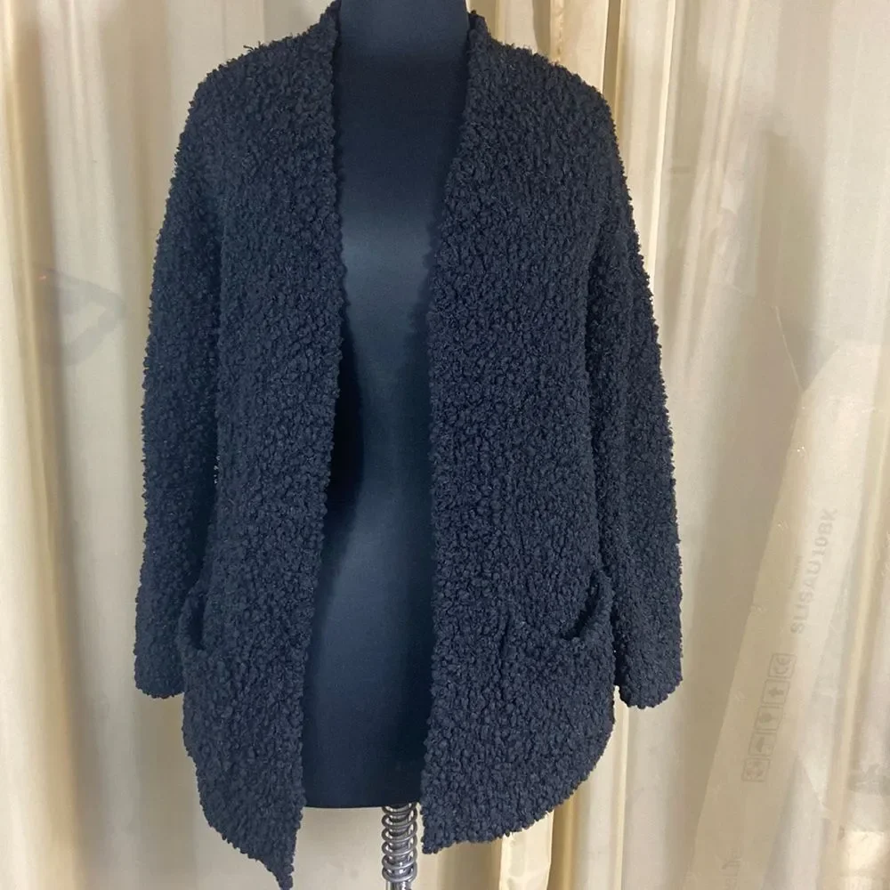 PINK REPUBLIC WOMEN SWEATER BLACK SILK XS